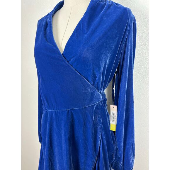 Summersalt NWT The Sustainable Velvet Collection Wrap Dress Blue 12 Holiday - Picture 7 of 11